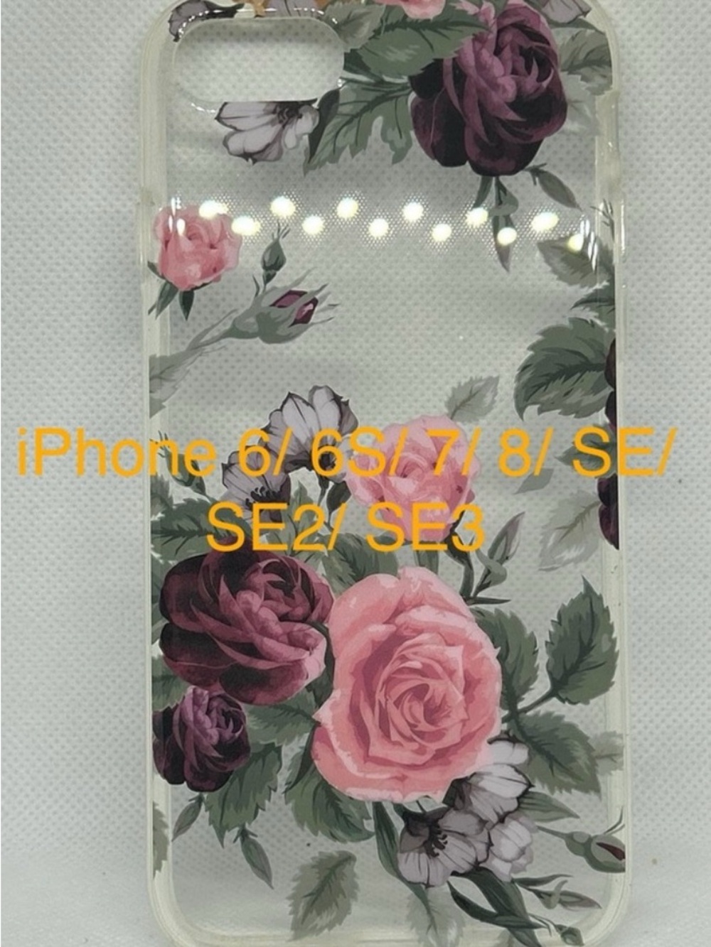 Floral Clear Phone Case for iPhone - Pink & Purple Rose Design